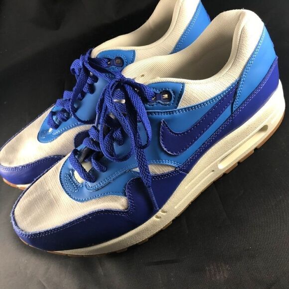 555284-105 Nike Air Max 1 Vintage Sail/Hyper Blue - Picture 1 of 7